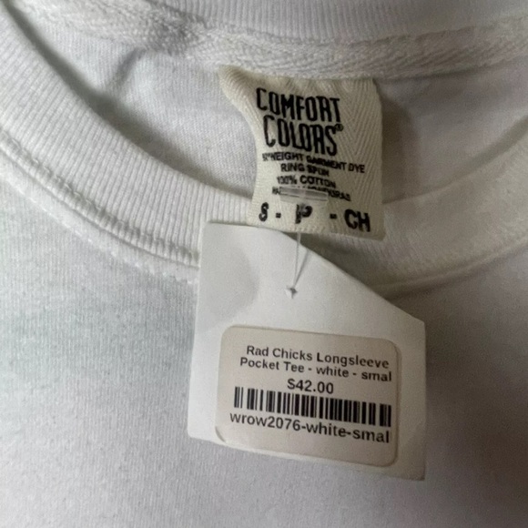 Old Row Long Sleeve Circle Logo Pocket Tee- White - WROW-2076 - Picture 2 of 4